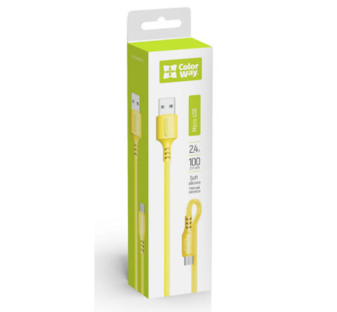 ColorWay Дата кабель USB 2.0 AM to Micro 5P 1.0m soft silicone yellow ColorWay (CW-CBUM043-Y)