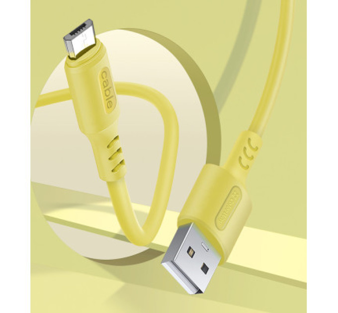 ColorWay Дата кабель USB 2.0 AM to Micro 5P 1.0m soft silicone yellow ColorWay (CW-CBUM043-Y)