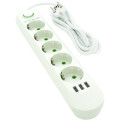 Voltronic Мережевий фільтр живлення Voltronic F05U, 5роз EU, 3*USB White (F05U-White)