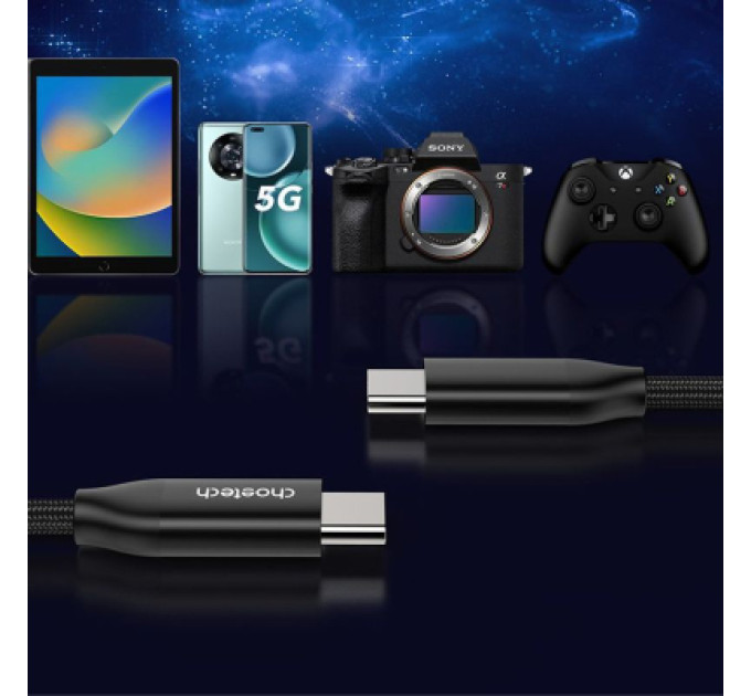 Choetech Дата кабель USB-C to USB-C 2.0m USB 3.1 Gen2 240W (50V/5A) Choetech (XCC-1036)