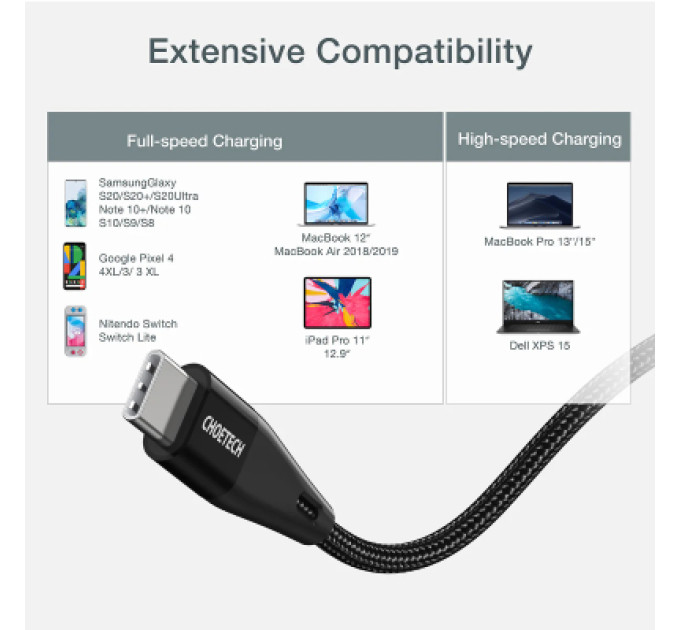 Choetech Кабель Choetech XCC-1040, преміум якість USB4 Gen 3, С-папа/C-папа, 2 м.