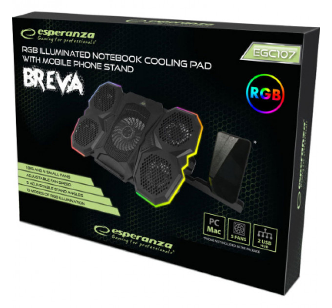 Підставка до ноутбука Esperanza EGC107 with RGB Breva + mobile stand (EGC107)