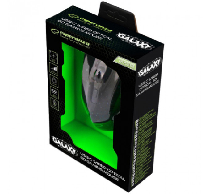 Мишка Esperanza MX212 Galaxy USB Black-Green (EGM212)