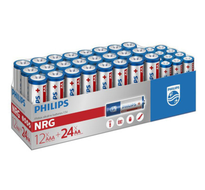 Philips Батарейка Philips AA+AAA Power Alkaline лужна пак=24+12 (LR036G36W/10)