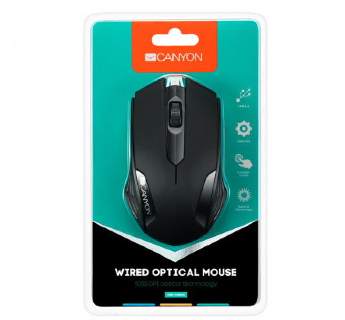 Мишка Canyon CM-02 USB Black (CNE-CMS02B)