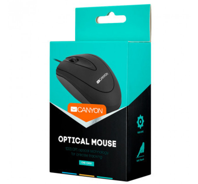 Мишка Canyon CM-1 USB Black (CNE-CMS1)