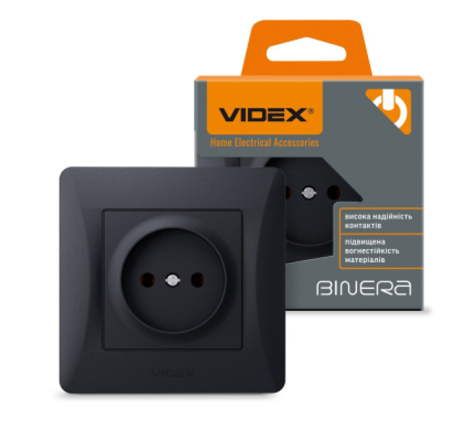 Videx Розетка Videx BINERA 1ая черн (VF-BNSK1-BG)
