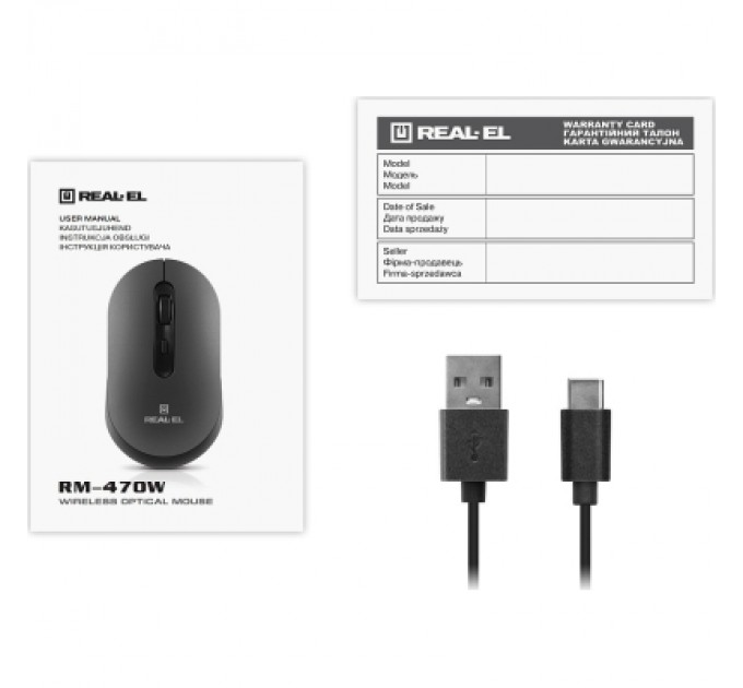 Мишка REAL-EL RM-470W Wireless/Bluetooth Dark Gray (EL123200049)