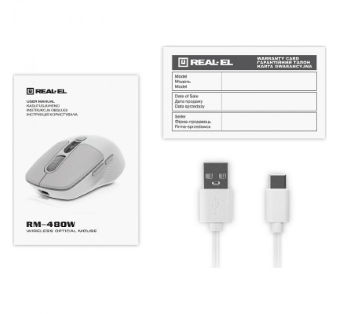 Мишка REAL-EL RM-480W Wireless/Bluetooth White (EL123200050)