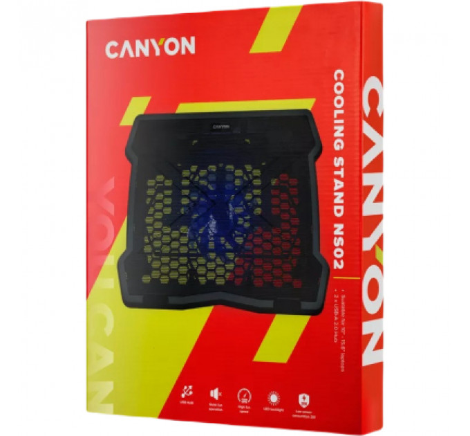 Підставка до ноутбука Canyon NS02, 10-15.6 laptop, single fan with 2x2.0 USB hub (CNE-HNS02)