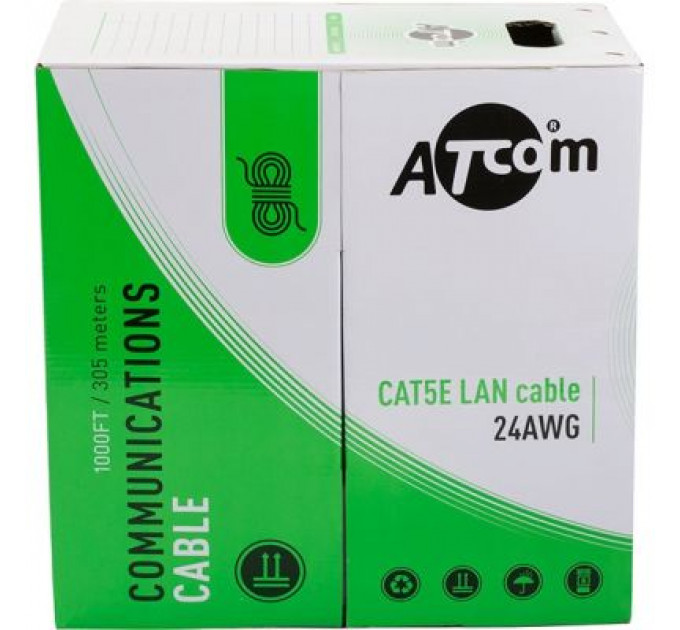 Кабель мережевий Atcom UTP 305м cat.5e, CU, 0,5мм (3800)
