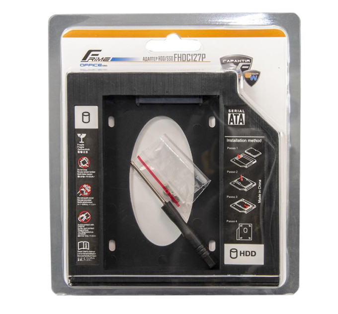 Frime Переходник Frime для установки 2.5" SSD/HDD в отсек привода 12.7мм Black (FHDC127P)