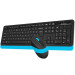 A4Tech A4Tech Fstyler FG1010, комплект бездротовий клавіатура з мишою, чорний+блакитний колір