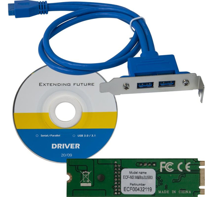 Frime Плата розширення Frime (ECF-M2.M&Bto2USB3) M2-2xUSB3.0, NEC720201