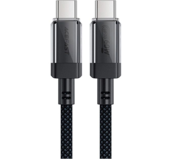 Acefast Дата кабель USB-C to USB-C 1.2m 60W stainless steel C12-03 Black Acefast (6974316283317)