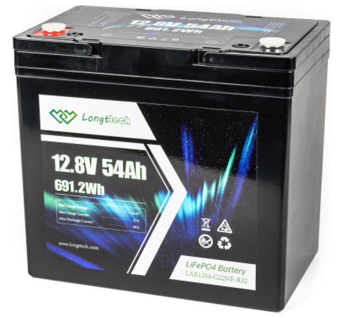 Longttech Батарея LiFePo4 Longttech 12.8V - 54Ah (LAR1254-G22NF-R32)