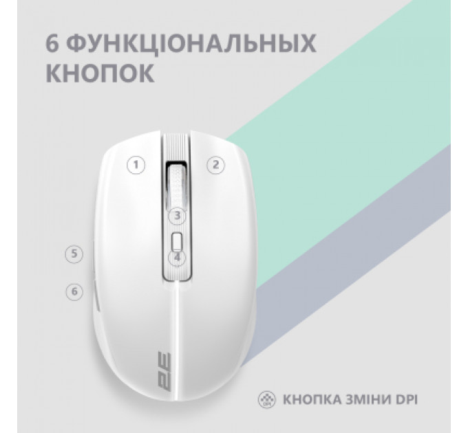 Мишка 2E MF270 Silent Rechargeable Wireless White (2E-MF270WWH)