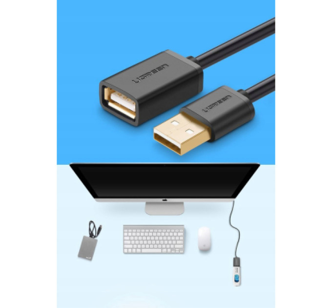 Ugreen Дата кабель USB 2.0 AM/AF 1.0m US103 black Ugreen (10314)