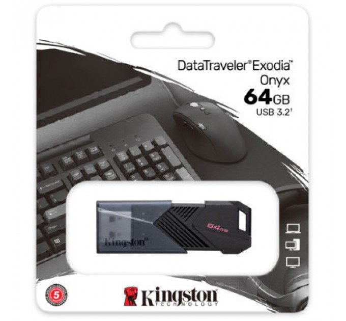 USB флеш накопичувач Kingston 64GB DataTraveler Exodia Onyx USB 3.2 Gen 1 Black (DTXON/64GB)