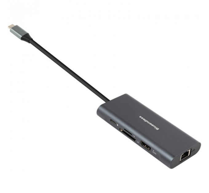 Концентратор PowerPlant USB-C to 2xUSB 3.0, 1xUSB 2.0, 1xType-C (PD), HDMI, SD, RJ45 (CA913497)