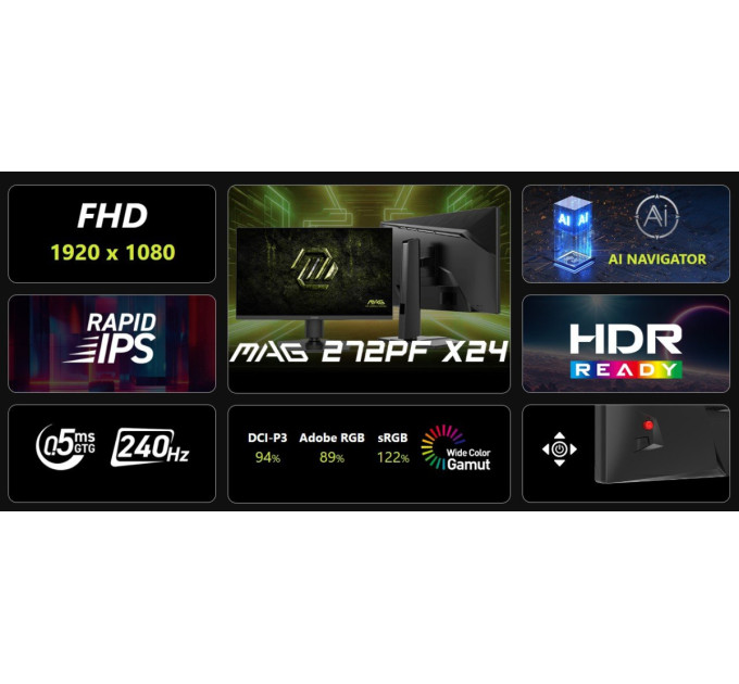 MSI Монітор MSI 27" MAG 272PF X24 IPS Black 240Hz