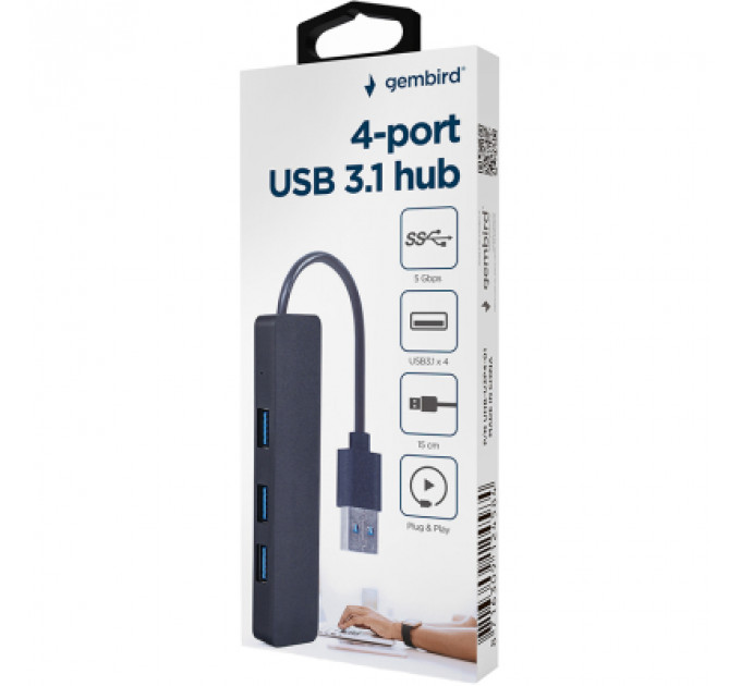 Концентратор Gembird USB 3.0 4 ports black (UHB-U3P4-04)