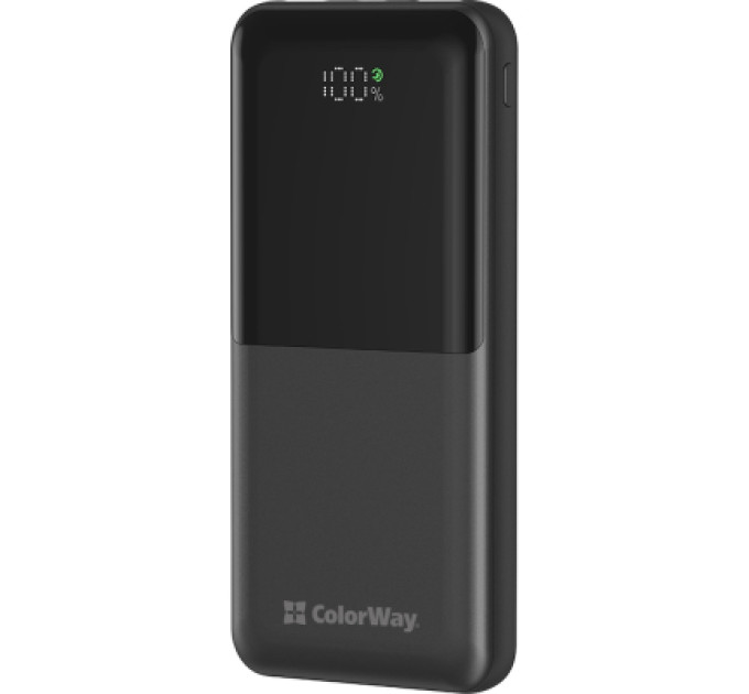 ColorWay Батарея універсальна ColorWay 10 000 mAh PD/22.5W, QC/3.0, LCD, Black (CW-PB100LPB3BK-PDD)