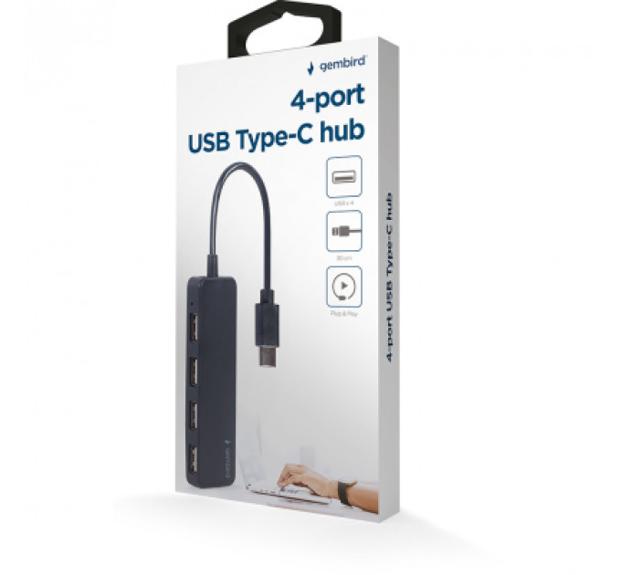 Концентратор Gembird USB-C 4 ports USB 2.0 black (UHB-CM-U2P4-01)