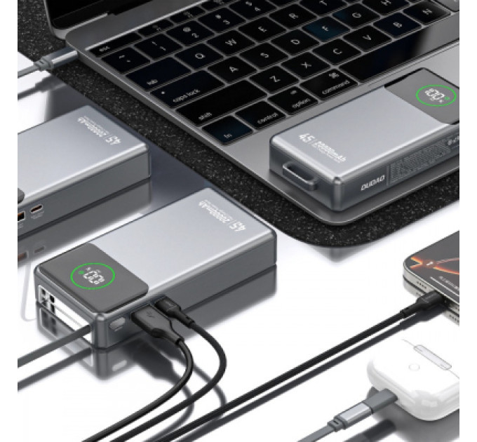 Dudao Батарея універсальна Dudao K31Pro 20000mAh 45W PD, QC, with built-in USB-C/Lightning cables (6977196682010)
