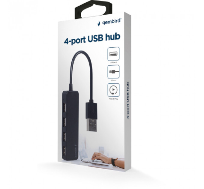 Концентратор Gembird USB 2.0 4 ports black (UHB-U2P4-06)