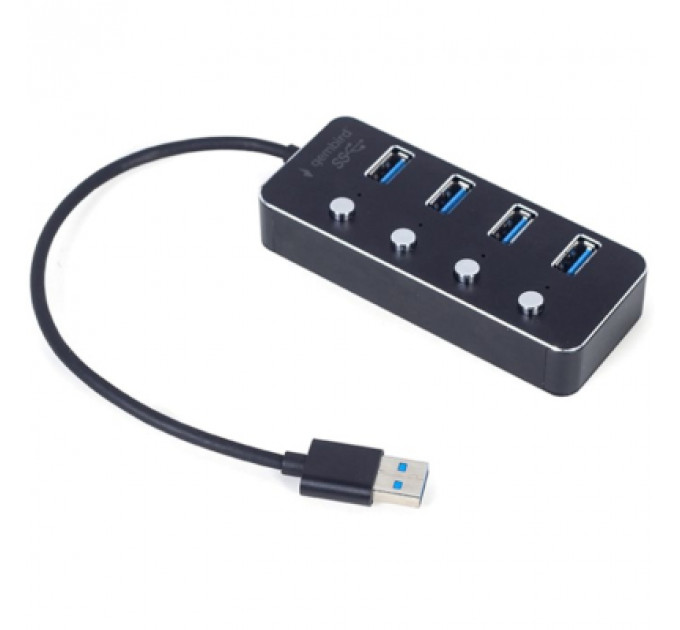 Концентратор Gembird USB 3.0 4 ports switch black (UHB-U3P4P-01)