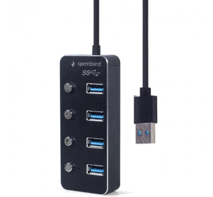 Концентратор Gembird USB 3.0 4 ports switch black (UHB-U3P4P-01)