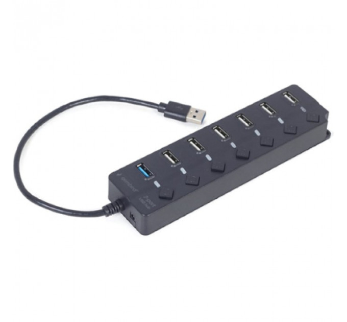 Концентратор Gembird 7 ports (1xUSB3.1+6xUSB2.0) switch black (UHB-U3P1U2P6P-01)
