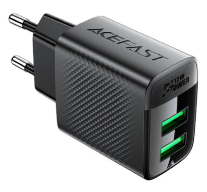 Acefast Зарядний пристрій Acefast 2xUSB 12W A86 black (6974316283270)