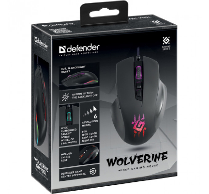 Мишка Defender Wolverine GM-700L RGB USB Black (52700)