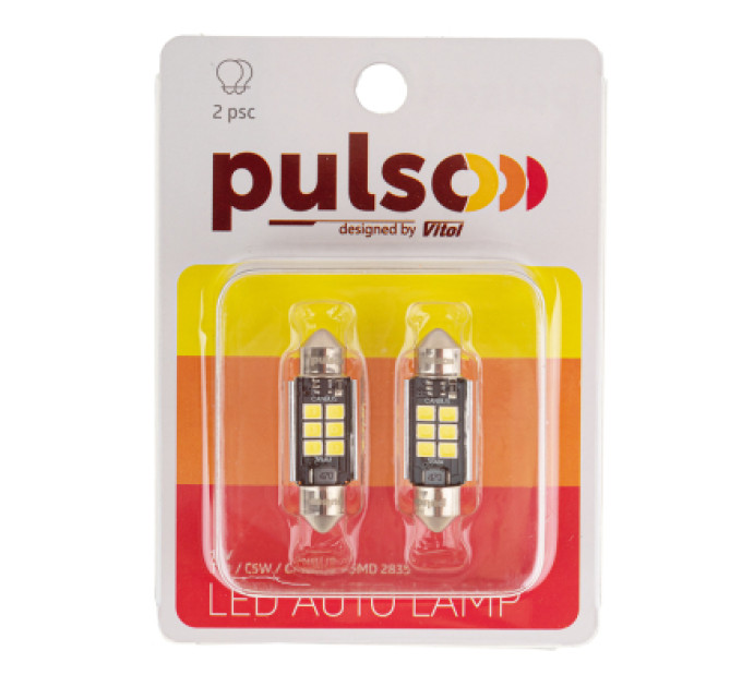 PULSO Автолампа PULSO LED C5W/36мм/CANBUS/9SMD-2835/12v/2,9W/315lm White (LP-36C5W)