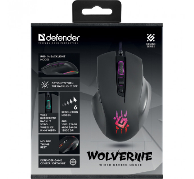 Мишка Defender Wolverine GM-700L RGB USB Black (52700)