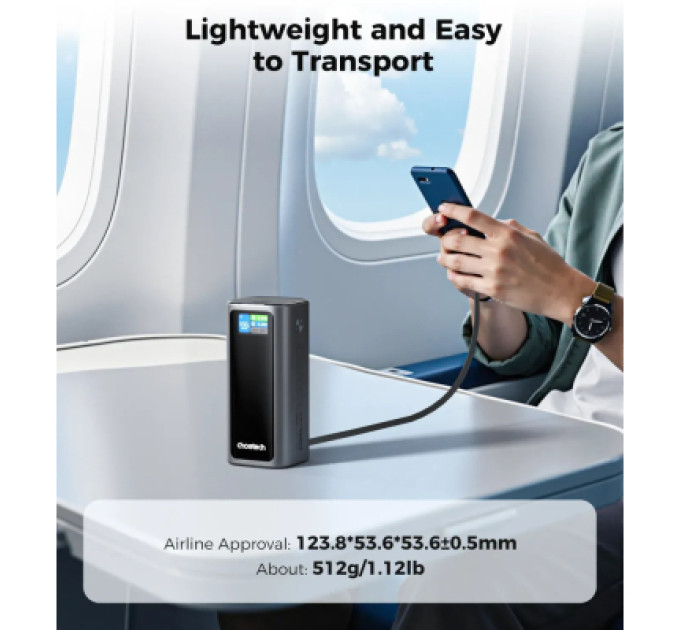 Choetech Батарея універсальна Choetech 20000mAh, PD/130W, QC, AFC , TFT, pass-through charging (B815C)