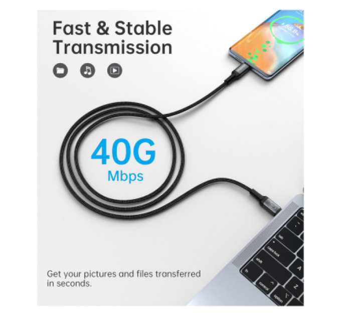 Choetech Дата кабель USB-C to USB-C 2.0m USB4 Gen 3 240W 8K Choetech (XCC-1042)