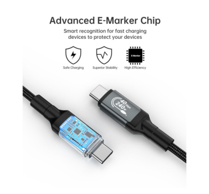 Choetech Дата кабель USB-C to USB-C 2.0m USB4 Gen 3 240W 8K Choetech (XCC-1042)