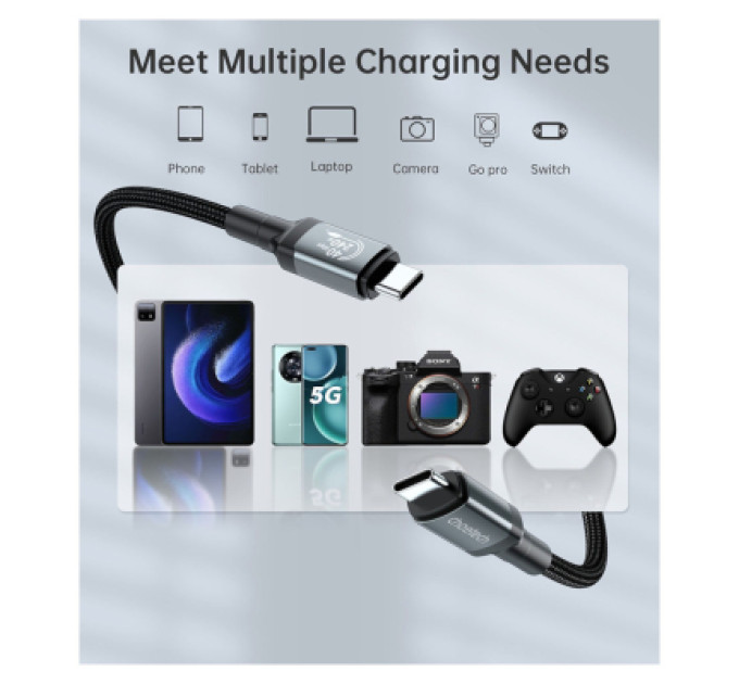 Choetech Дата кабель USB-C to USB-C 2.0m USB4 Gen 3 240W 8K Choetech (XCC-1042)