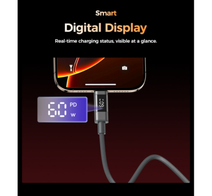 Choetech Дата кабель USB-C to USB-C 1.2m PD60W magnetic digital display nylon gray Choetech (XCC-1067-GY)
