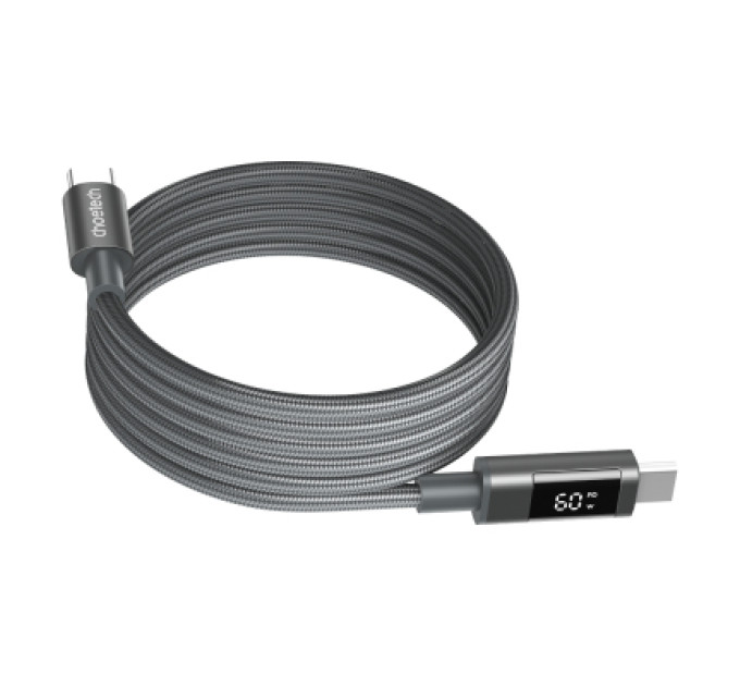 Choetech Дата кабель USB-C to USB-C 1.2m PD60W magnetic digital display nylon gray Choetech (XCC-1067-GY)