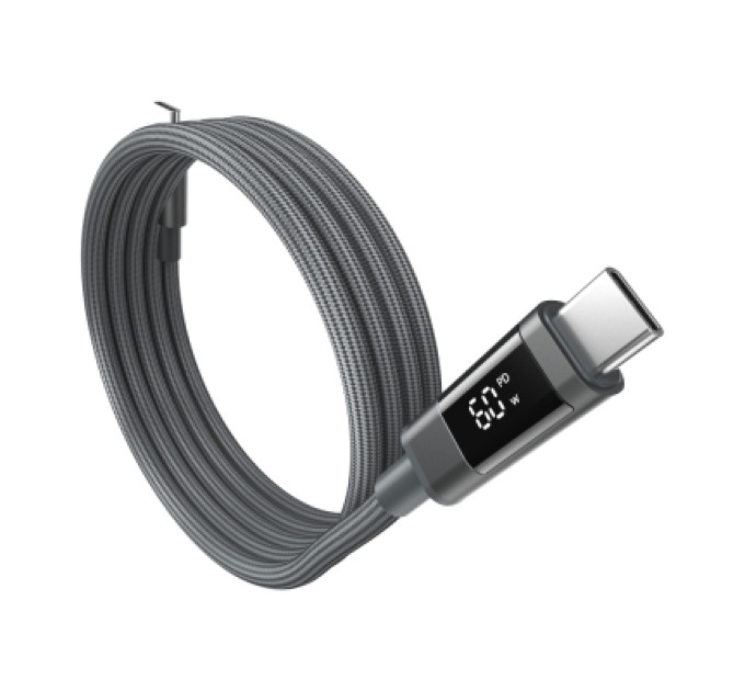 Choetech Дата кабель USB-C to USB-C 1.2m PD60W magnetic digital display nylon gray Choetech (XCC-1067-GY)