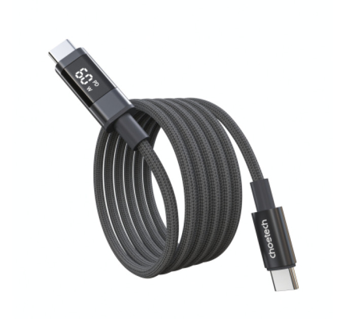 Choetech Дата кабель USB-C to USB-C 1.2m PD60W digital display nylon gray Choetech (XCC-1068-GY)