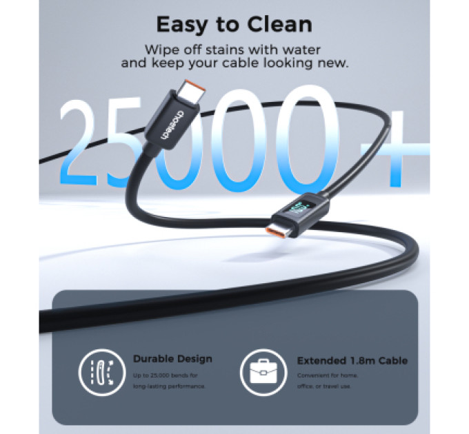 Choetech Дата кабель USB-C to USB-C 1.2m PD100W digital display silicone Choetech (XCC-1064)