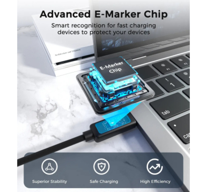 Choetech Дата кабель USB-C to USB-C 1.8m PD100W digital display silicone Choetech (XCC-1063)