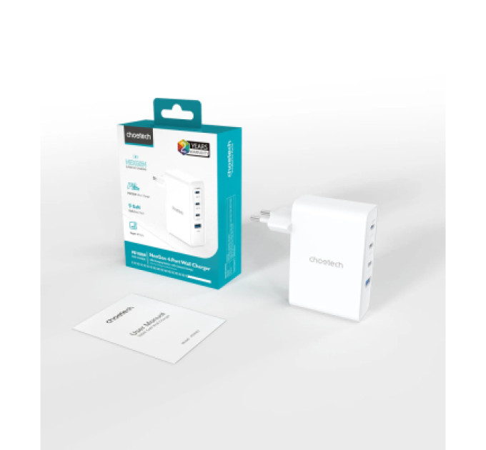 Choetech Зарядний пристрій Choetech 3xUSB-C + 1xUSB PD100W GaN (PD9002)