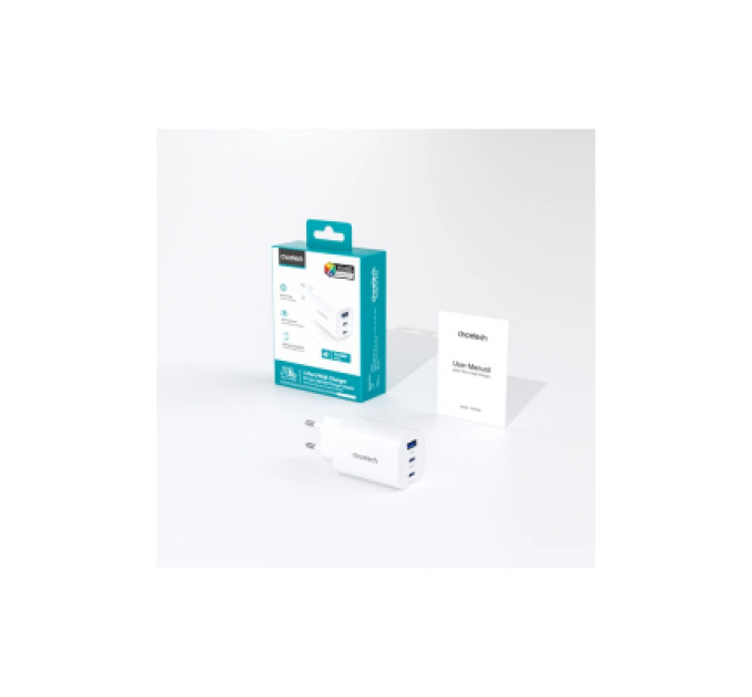 Choetech Зарядний пристрій Choetech 2xUSB-C + 1xUSB PD65W GaN (PD9006)