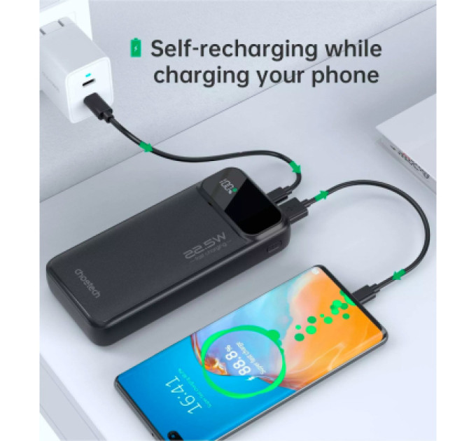 Choetech Батарея універсальна Choetech 20000mAh, PD/22.5W, QC/3.0, AFC Samsung, LED (B729)